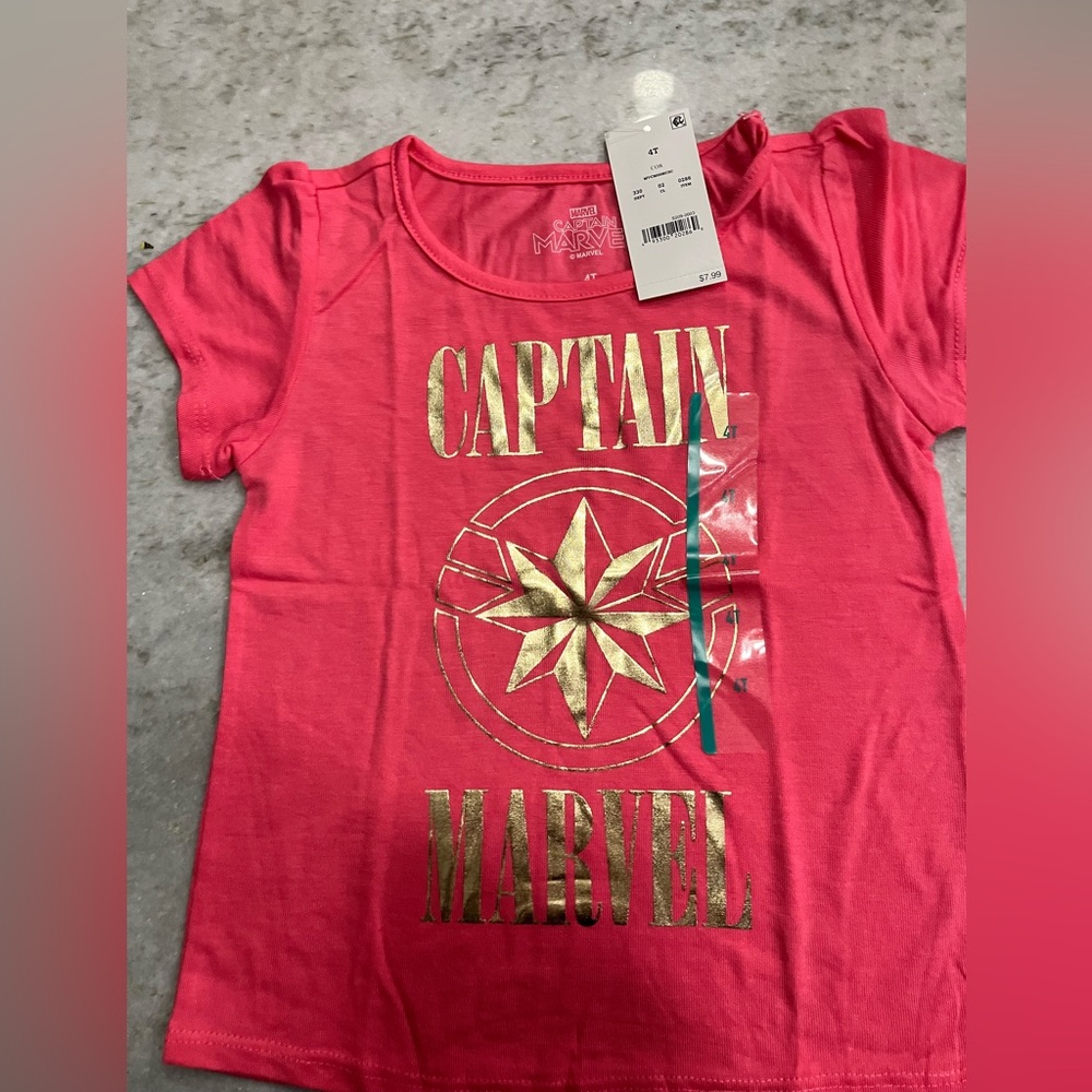 #54 Marvel Captain Marvel Pink and Gold Kids T-Shirt